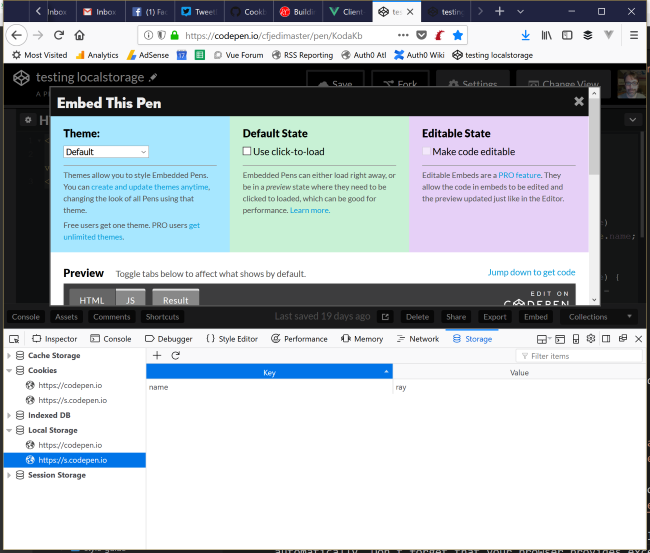 Storage devtools in Firefox
